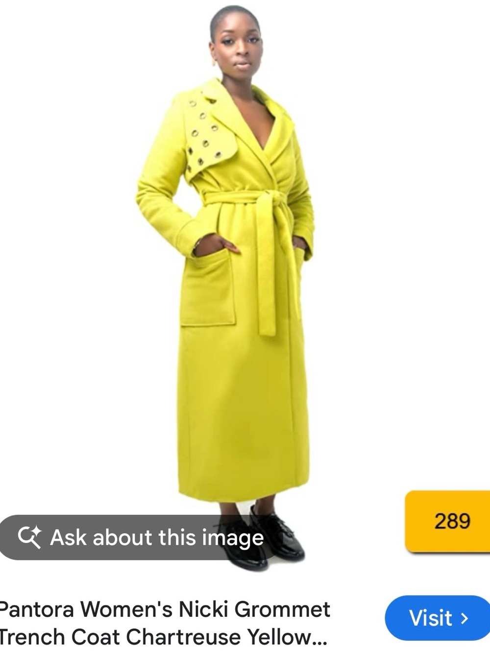 Chartreuse Longline Trench Coat NWT